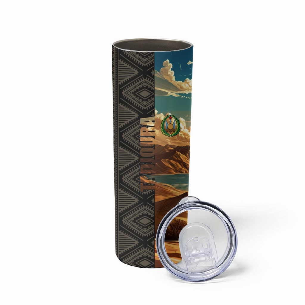 Djibouti Desert Skinny Tumbler Camel Riders and African Pattern