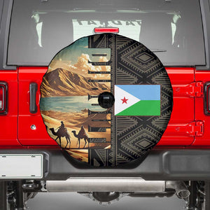 Djibouti Desert Spare Tire Cover Camel Riders and African Pattern