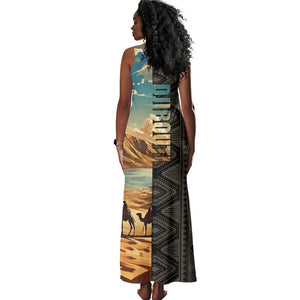 Djibouti Desert Tank Maxi Dress Camel Riders and African Pattern
