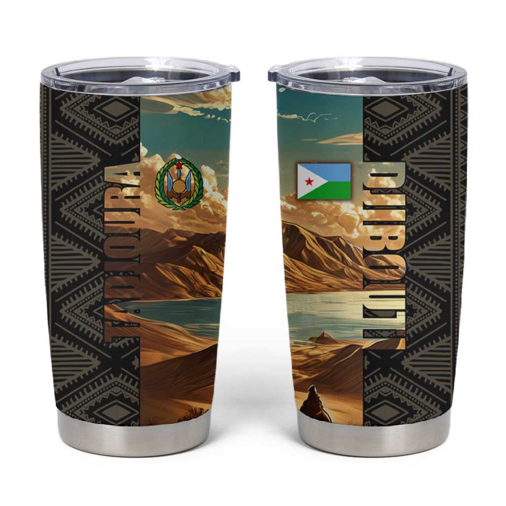 Djibouti Desert Tumbler Cup Camel Riders and African Pattern