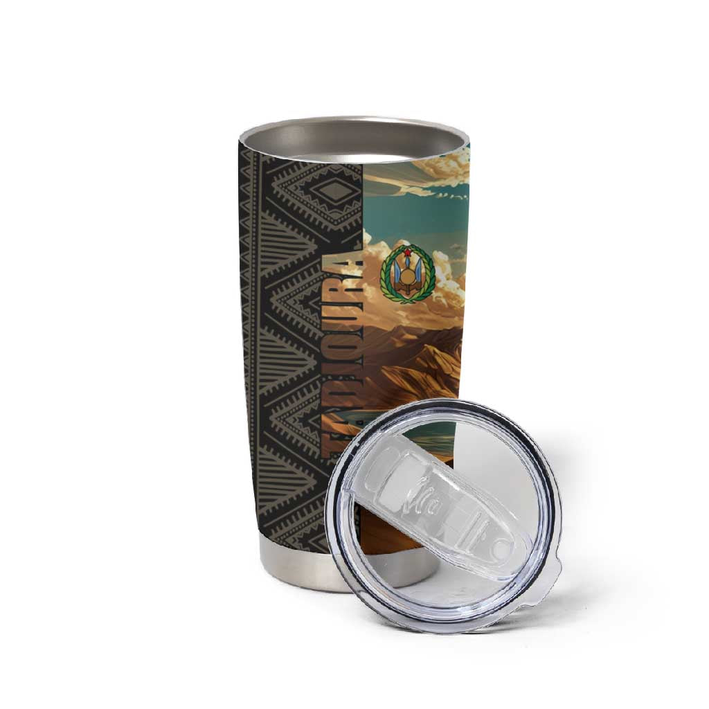 Djibouti Desert Tumbler Cup Camel Riders and African Pattern