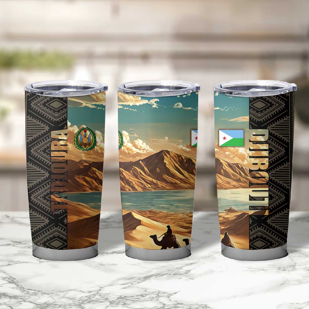 Djibouti Desert Tumbler Cup Camel Riders and African Pattern