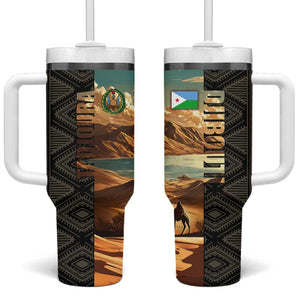 Djibouti Desert Tumbler With Handle Camel Riders and African Pattern