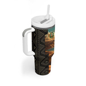 Djibouti Desert Tumbler With Handle Camel Riders and African Pattern