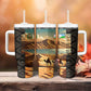 Djibouti Desert Tumbler With Handle Camel Riders and African Pattern