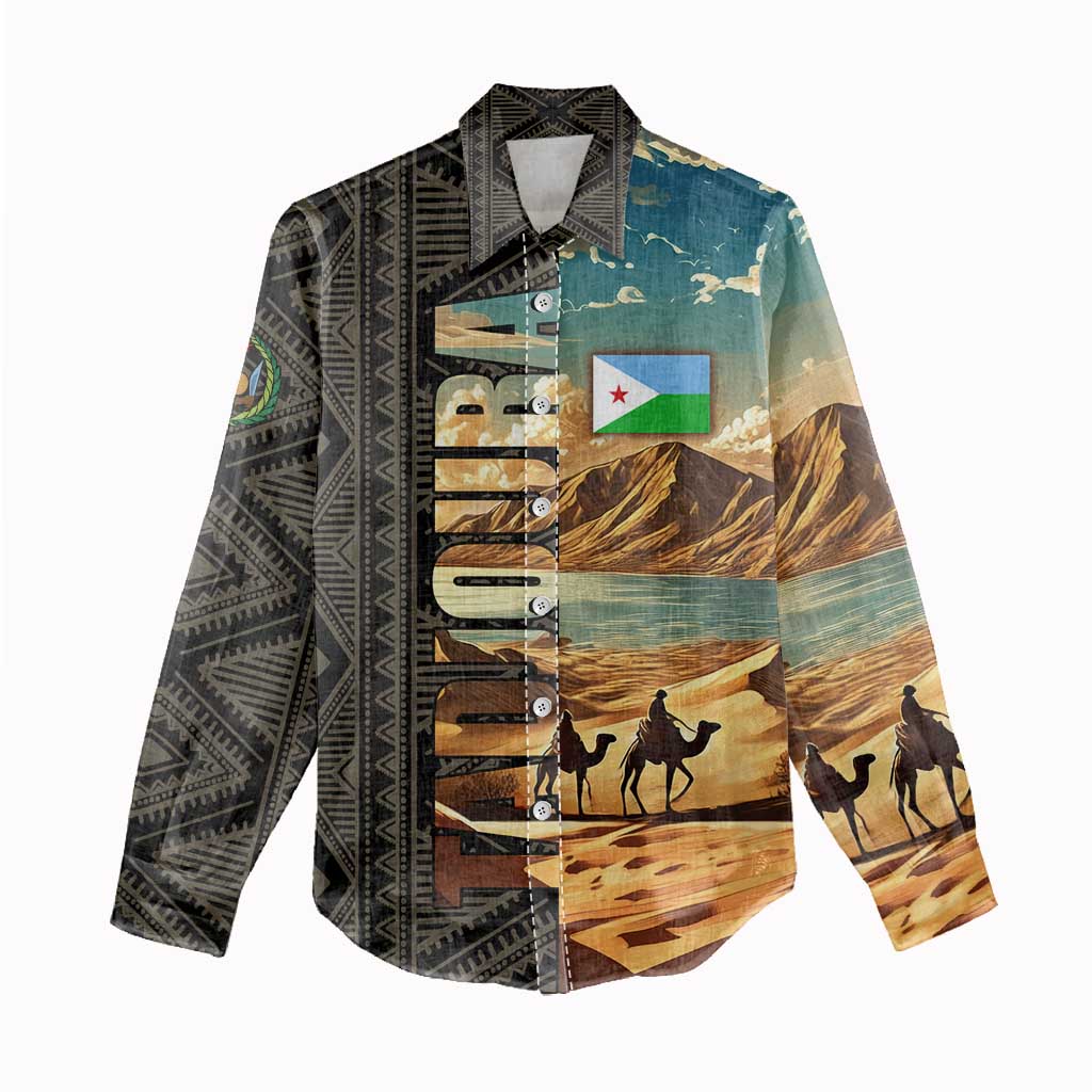 Djibouti Desert Women Casual Shirt Camel Riders and African Pattern
