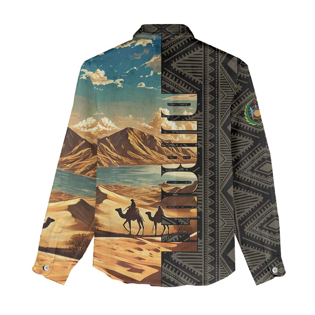 Djibouti Desert Women Casual Shirt Camel Riders and African Pattern