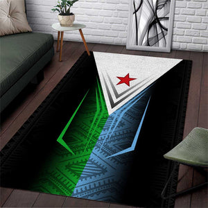 Djibouti Africa Area Rug Tribal Geometry Meets National Colors and Red Star Boldness