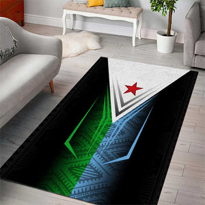 Djibouti Africa Area Rug Tribal Geometry Meets National Colors and Red Star Boldness