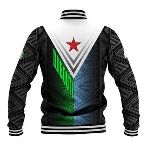 Djibouti Africa Baseball Jacket Tribal Geometry Meets National Colors and Red Star Boldness
