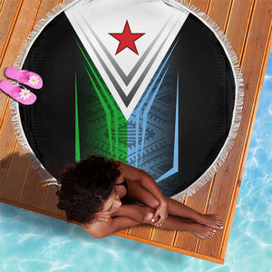 Djibouti Africa Beach Blanket Tribal Geometry Meets National Colors and Red Star Boldness
