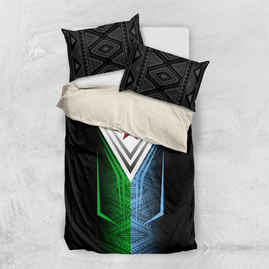 Djibouti Africa Bedding Set Tribal Geometry Meets National Colors and Red Star Boldness