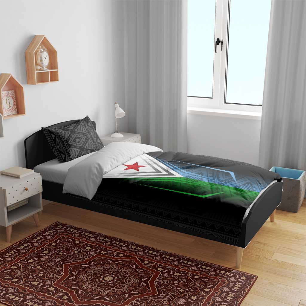 Djibouti Africa Bedding Set Tribal Geometry Meets National Colors and Red Star Boldness