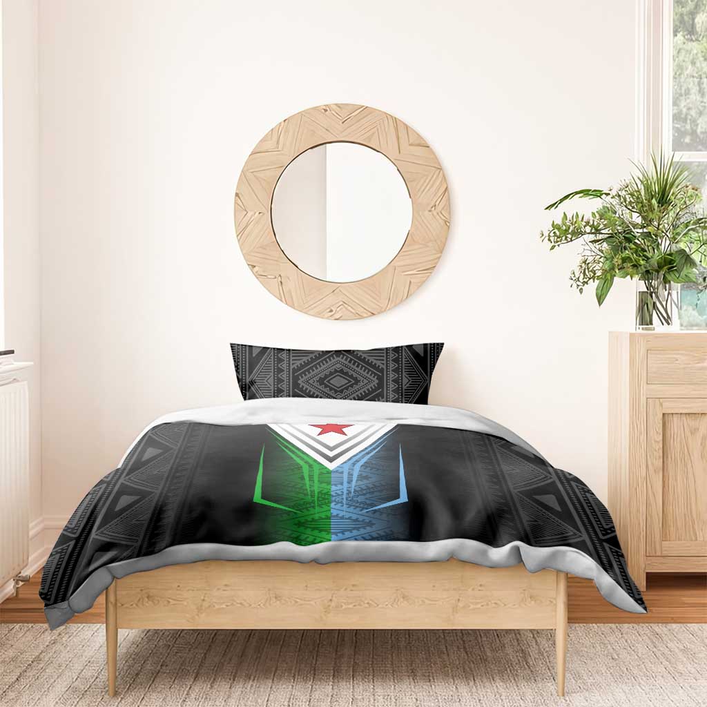 Djibouti Africa Bedding Set Tribal Geometry Meets National Colors and Red Star Boldness