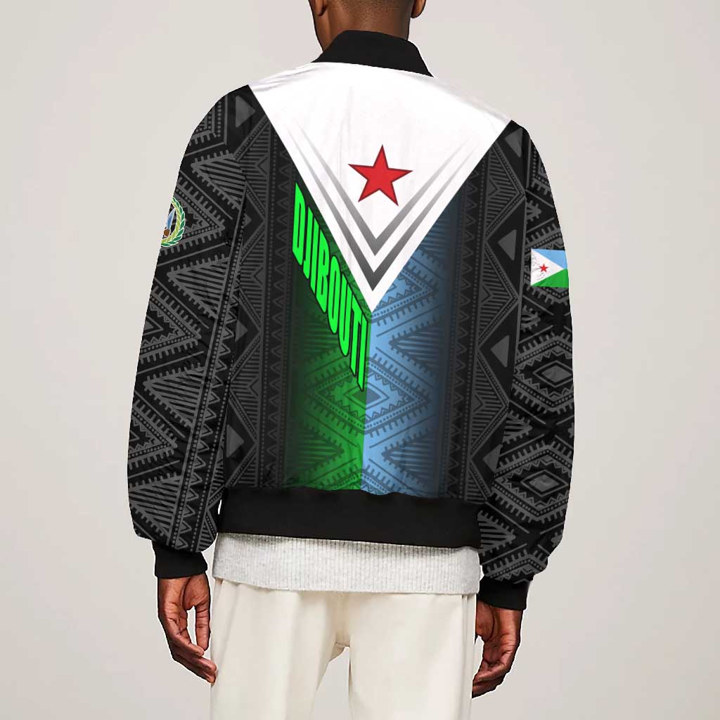 Djibouti Africa Bomber Jacket Tribal Geometry Meets National Colors and Red Star Boldness