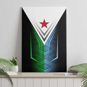 Djibouti Africa Canvas Wall Art Tribal Geometry Meets National Colors and Red Star Boldness