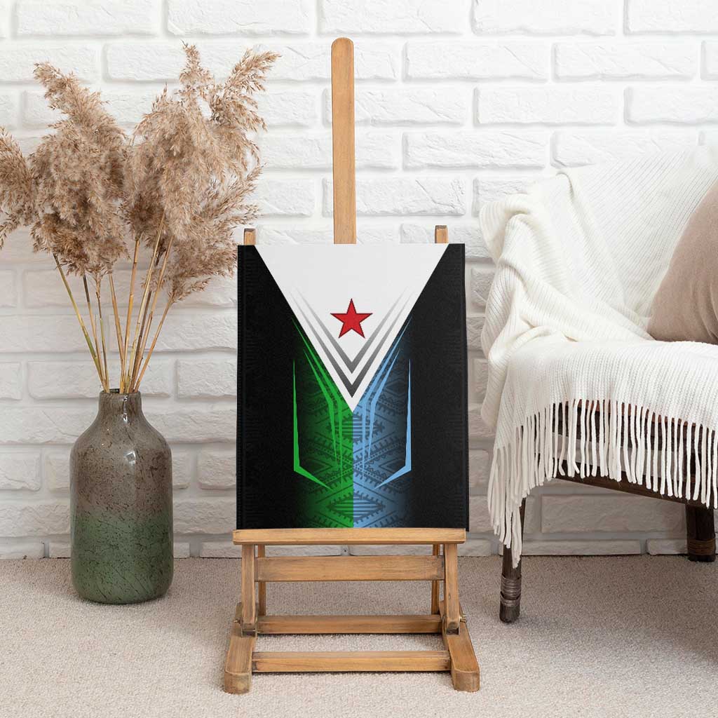 Djibouti Africa Canvas Wall Art Tribal Geometry Meets National Colors and Red Star Boldness