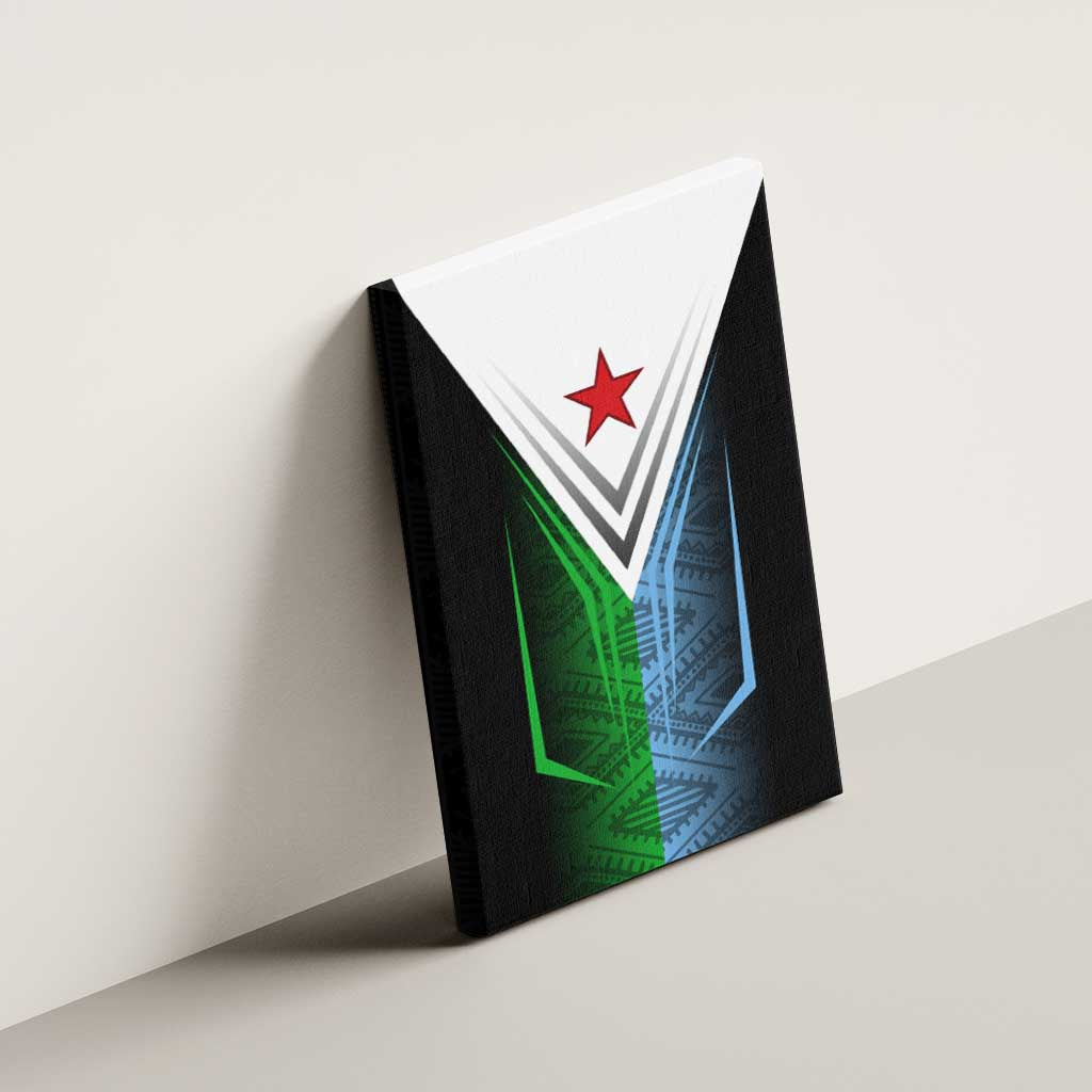Djibouti Africa Canvas Wall Art Tribal Geometry Meets National Colors and Red Star Boldness