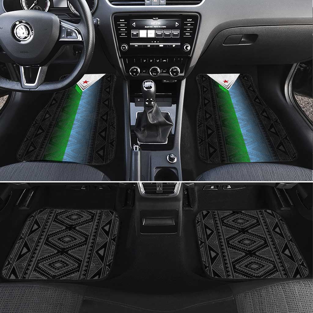 Djibouti Africa Car Mats Tribal Geometry Meets National Colors and Red Star Boldness