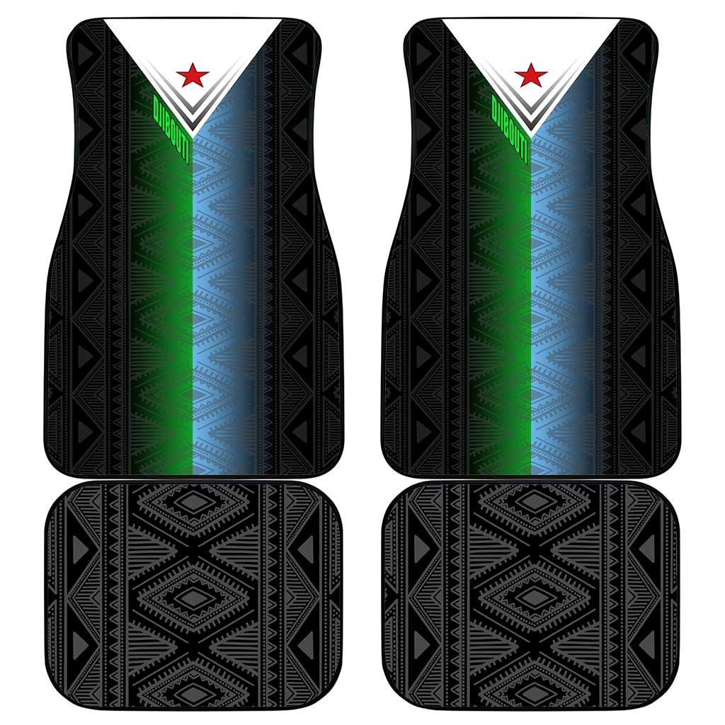 Djibouti Africa Car Mats Tribal Geometry Meets National Colors and Red Star Boldness