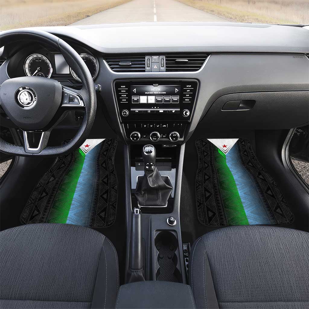 Djibouti Africa Car Mats Tribal Geometry Meets National Colors and Red Star Boldness