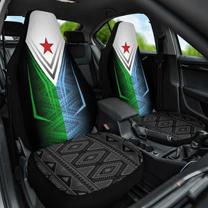 Djibouti Africa Car Seat Cover Tribal Geometry Meets National Colors and Red Star Boldness