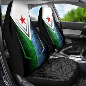 Djibouti Africa Car Seat Cover Tribal Geometry Meets National Colors and Red Star Boldness