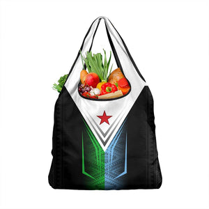 Djibouti Africa Grocery Bag Tribal Geometry Meets National Colors and Red Star Boldness