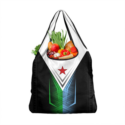 Djibouti Africa Grocery Bag Tribal Geometry Meets National Colors and Red Star Boldness