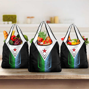 Djibouti Africa Grocery Bag Tribal Geometry Meets National Colors and Red Star Boldness