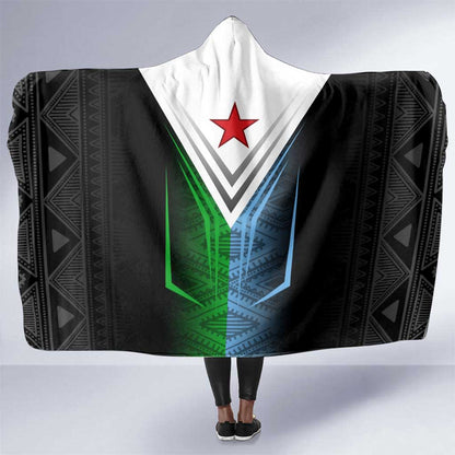 Djibouti Africa Hooded Blanket Tribal Geometry Meets National Colors and Red Star Boldness