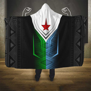 Djibouti Africa Hooded Blanket Tribal Geometry Meets National Colors and Red Star Boldness