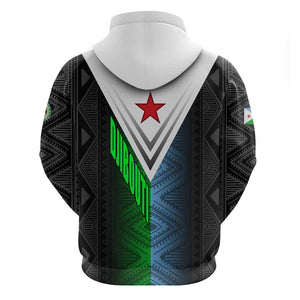 Djibouti Africa Hoodie Tribal Geometry Meets National Colors and Red Star Boldness