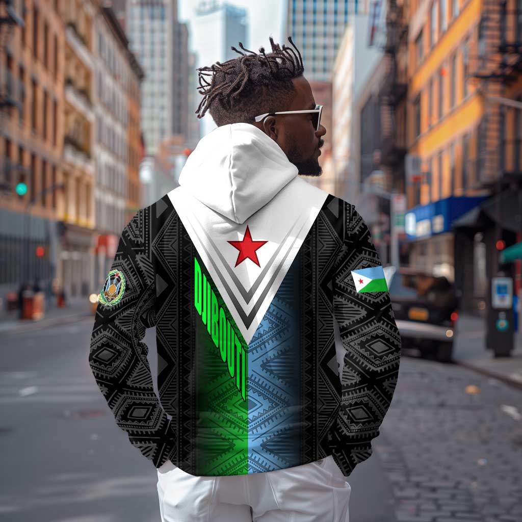 Djibouti Africa Hoodie Tribal Geometry Meets National Colors and Red Star Boldness