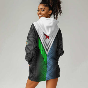 Djibouti Africa Hoodie Dress Tribal Geometry Meets National Colors and Red Star Boldness