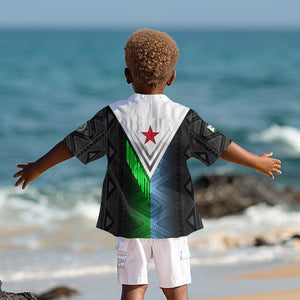 Djibouti Africa Kid Hawaiian Shirt Tribal Geometry Meets National Colors and Red Star Boldness