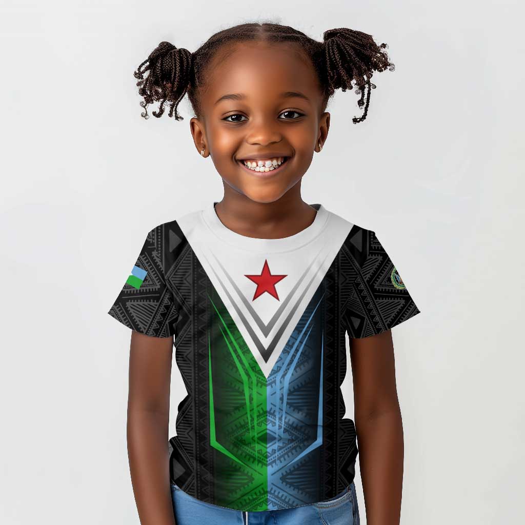 Djibouti Africa Kid T shirt Tribal Geometry Meets National Colors and Red Star Boldness