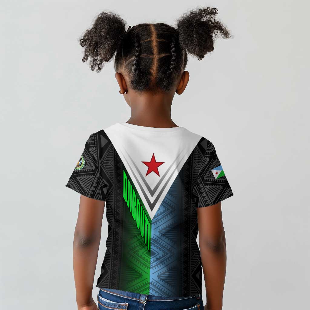 Djibouti Africa Kid T shirt Tribal Geometry Meets National Colors and Red Star Boldness