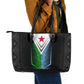 Djibouti Africa Leather Tote Bag Tribal Geometry Meets National Colors and Red Star Boldness