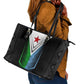 Djibouti Africa Leather Tote Bag Tribal Geometry Meets National Colors and Red Star Boldness