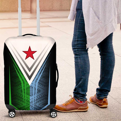 Djibouti Africa Luggage Cover Tribal Geometry Meets National Colors and Red Star Boldness