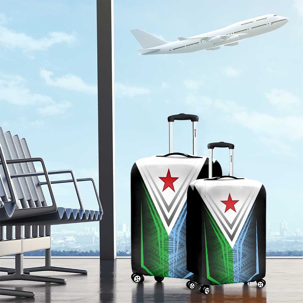 Djibouti Africa Luggage Cover Tribal Geometry Meets National Colors and Red Star Boldness