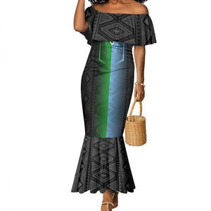 Djibouti Africa Mermaid Dress Tribal Geometry Meets National Colors and Red Star Boldness