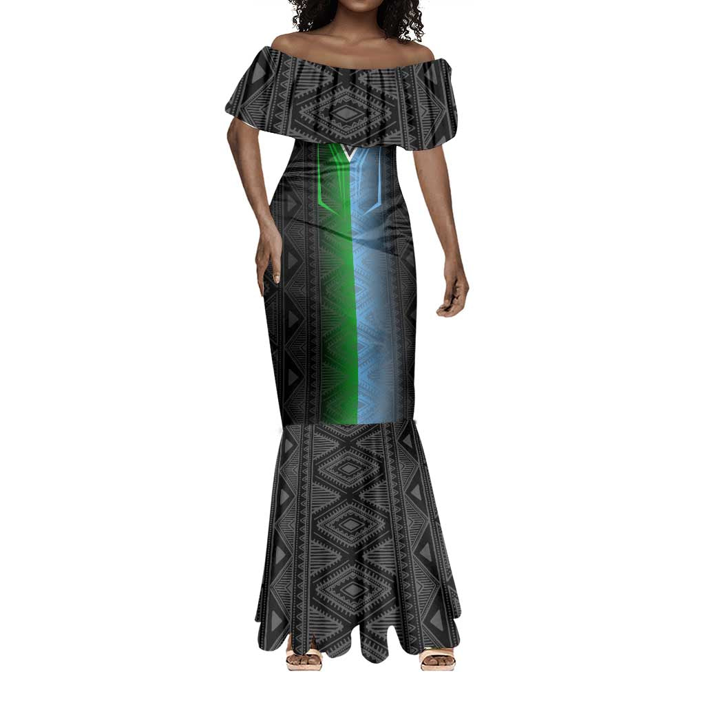 Djibouti Africa Mermaid Dress Tribal Geometry Meets National Colors and Red Star Boldness