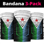 Djibouti Africa Neck Gaiter Tribal Geometry Meets National Colors and Red Star Boldness - African Pride