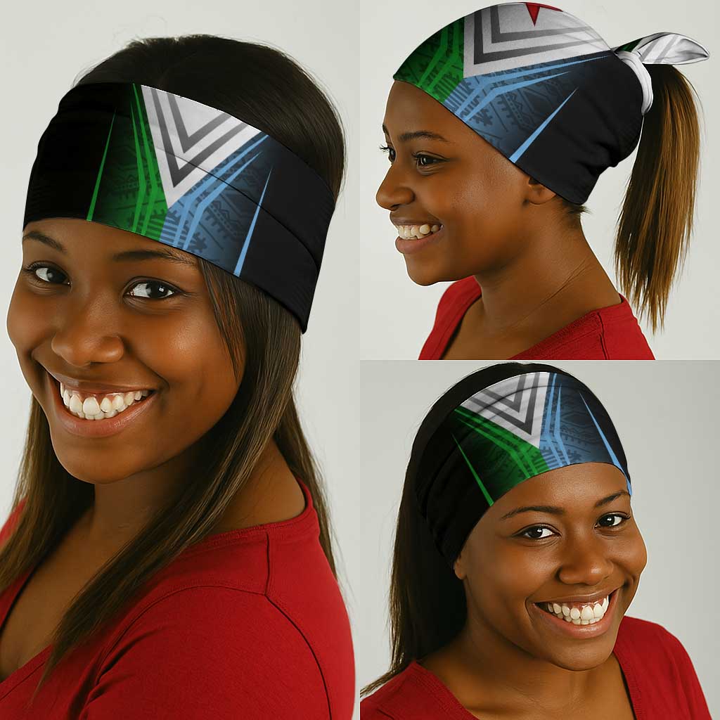 Djibouti Africa Neck Gaiter Tribal Geometry Meets National Colors and Red Star Boldness - African Pride