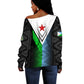 Djibouti Africa Off Shoulder Sweater Tribal Geometry Meets National Colors and Red Star Boldness