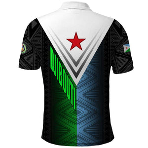 Djibouti Africa Polo Shirt Tribal Geometry Meets National Colors and Red Star Boldness