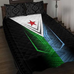 Djibouti Africa Quilt Bed Set Tribal Geometry Meets National Colors and Red Star Boldness