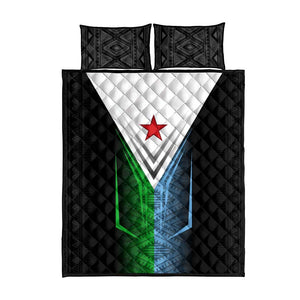 Djibouti Africa Quilt Bed Set Tribal Geometry Meets National Colors and Red Star Boldness
